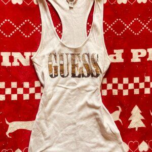 ❗️ON HOLD ❌ White GUESS Sequin Logo Tank Top